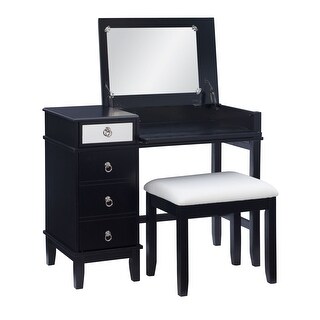 38" Black Vanity Set with Mirror and Stool - Bed Bath & Beyond - 37605818
